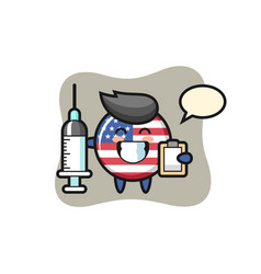 Mascot United States Flag Badge As A Doctor