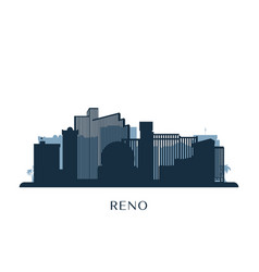 Reno Skyline Monochrome Silhouette