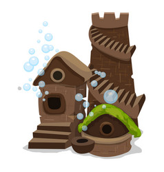 Aquarium Fish Castle Icon Cartoon Style