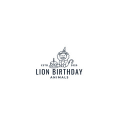 Lion With Cake Cute Cartoon Logo Icon