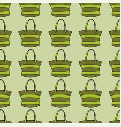 Seamless Pattern With Green Handbags On Light