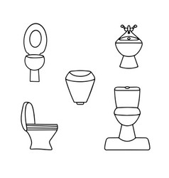 A Set Of Toilet Bowlstoilet Kit Line Icon Logo