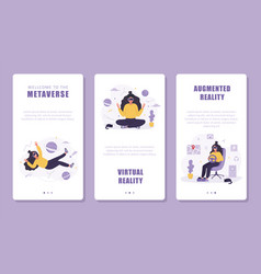 Metaverse Concept Set Of Mobile Banners Women