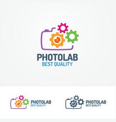 Photolab Logo Set With Photocamera And Gears