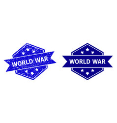 Hexagon World War Seal With Rubber Style And Clean