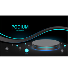 Podium Black Metallic Blue Light Neon Geometric