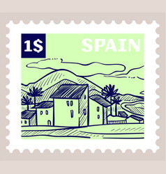 Spain Postal Mark With Landscape Of City