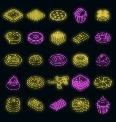 Cookies Icon Set Neon