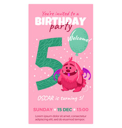 Fifth Birthday Party Invitation With Monster