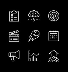 Set line icons of start up Royalty Free Vector Image