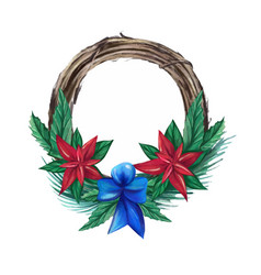 Watercolor Christmas Wreath With Decorations