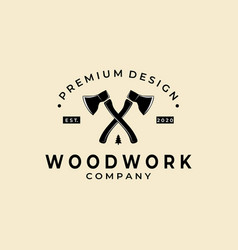 Wood Work Carpenter Logo Vintage Template Design