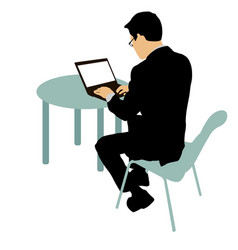 Black Silhouette Man Sitting Behind Computer