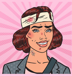 Pop Art Beaten Business Woman Smiling