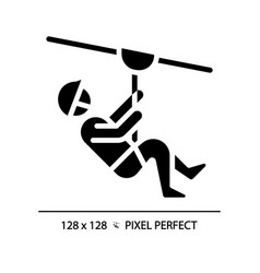 Zip Line Ride Pixel Perfect Black Glyph Icon