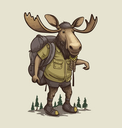 Funny Cool Moose Hiker