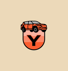 Line Art Of Car With Y Initial Letter