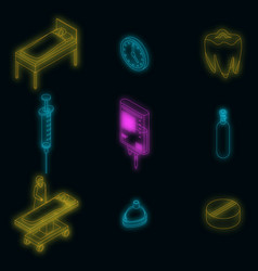 Anesthesia Icons Set Neon