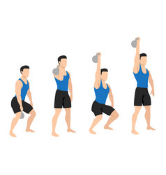 Man Doing Kettlebell Clean And Jerk Exercise