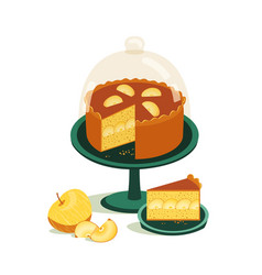 Apple Pie On Cupcake Stand With Glass Dome Icon