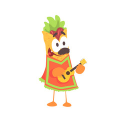 Funny Cartoon Fajita Wrap Character Mexican