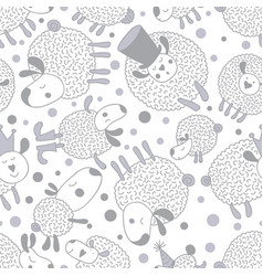 Silver Sleepy Sheep Cute Seamless Pattern Can