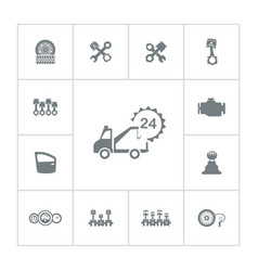 Car Service Icon Set With Tow Truck Car Engine