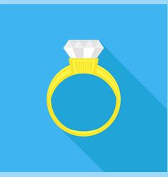 Gold Yellow Ring With Diamond Isolated On Blue