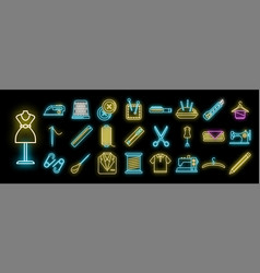 Clothing Repair Icons Set Neon