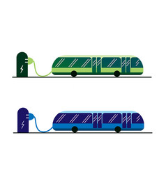 Electric Buses Blue And Green Color