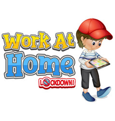 Font Design For Work From Home With Boy Looking