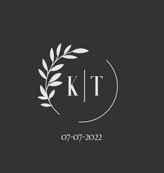 Initial Letter Kt Wedding Monogram Logo Design