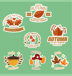 Set Of Stickers Of Autumn Elements Mushrooms