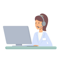 Call Center Help Icon Cartoon Hospital