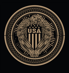 Eagle wing annimal on circle flag usa america vector