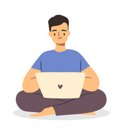 Freelancer Man Sitting With A Laptop