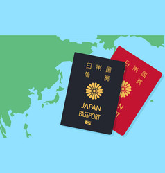 World Map Around Japan And Japanese Passports