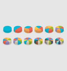 3d Isometric Flat Set Of Pie Chart Parts