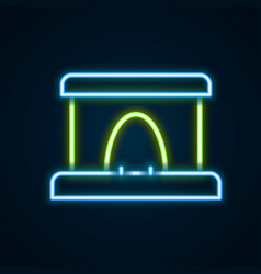 Glowing Neon Line Railway Tunnel Icon Isolated