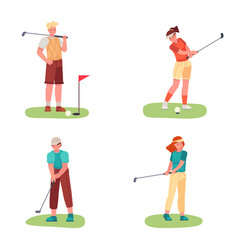 Golf Playing Female And Male Characters