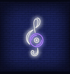 Treble Clef And Vinyl Record Neon Sign