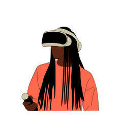 Black Woman Using Vr Headset On White