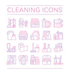 Household Cleaning Service Maid Line Icons