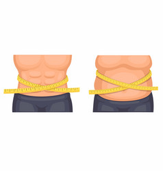 Man Belly Fit And Fat Comparison With Ribbon Ruler