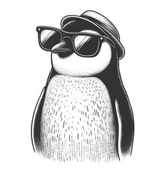 Cool Penguin Wearing Sunglasses And Hat