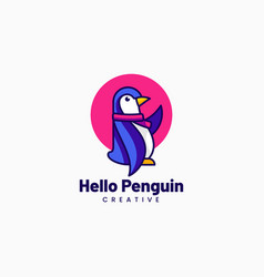 Logo Hello Penguin Mascot Cartoon Style