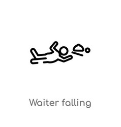 Outline Waiter Falling Icon Isolated Black Simple