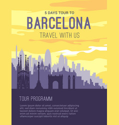 Placard With Famous Barcelona City Scape