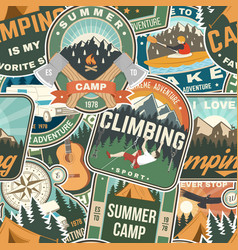 Summer Camp Colorful Seamless Pattern With Travel