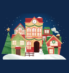 Watercolor Christmas Town Design